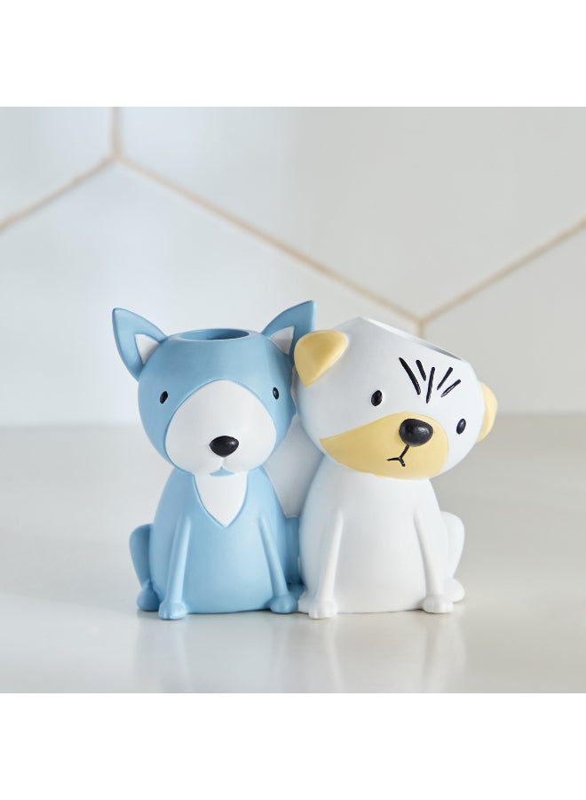 Home Box Joy Harper Pets Resin Brush Stand - Blue and White - Image 1